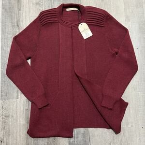Simply Natural Designs Burgandy Alpaca Wool Peruvian Open Sweater Cardigan NWT